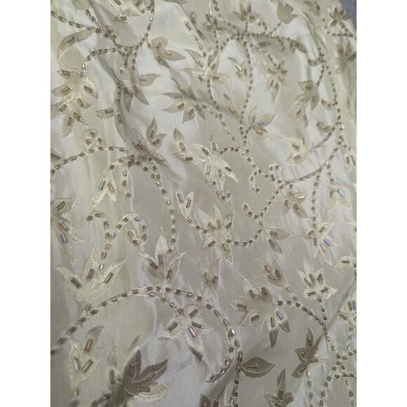 JS Collections Y2K Vintage Strappy Beaded Gold/Tan Formal Dress Slit Size 10 90s - Picture 2 of 11